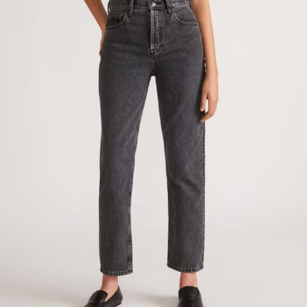 Everlane Women’s 27 The Cheeky Jeans Crop Broken in Black High Rise Straight Leg